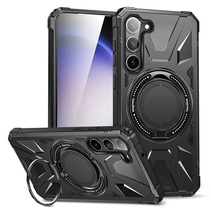 Per Samsung Galaxy S23 Case TPU+PC Supporto a cavalletto Custodia magnetica per telefono - Nero