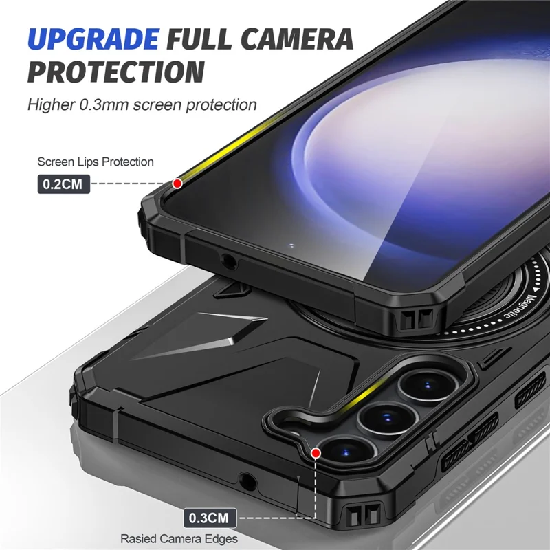 Per Samsung Galaxy S23 Case TPU+PC Supporto a cavalletto Custodia magnetica per telefono - Nero