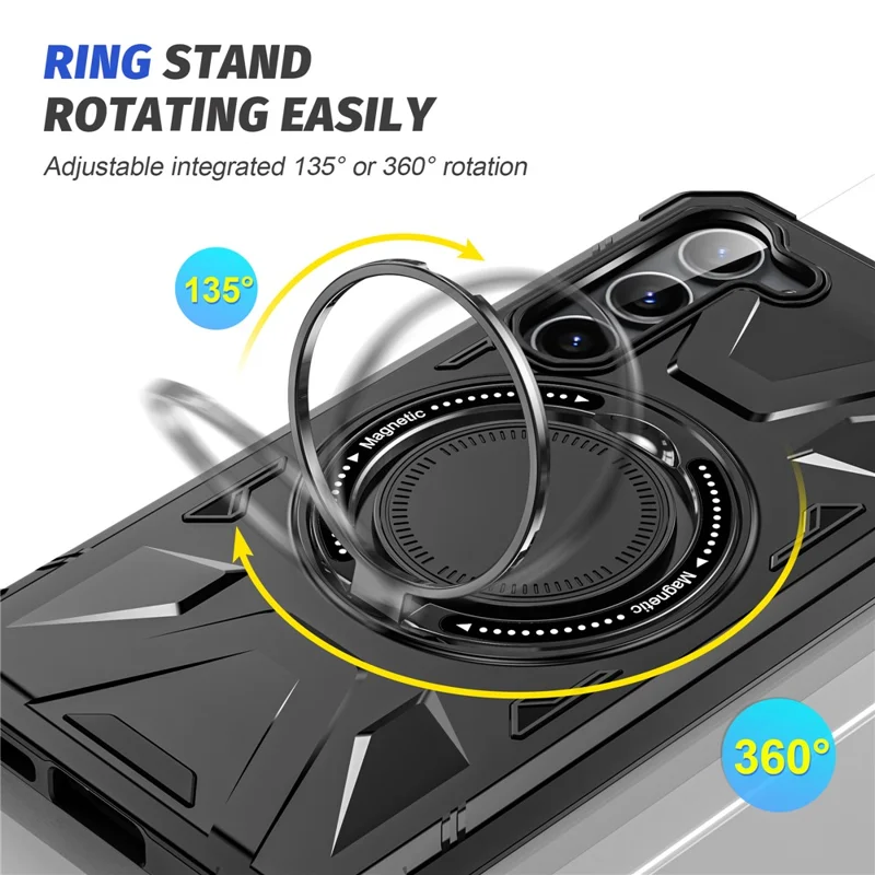 Per Samsung Galaxy S23 Case TPU+PC Supporto a cavalletto Custodia magnetica per telefono - Nero