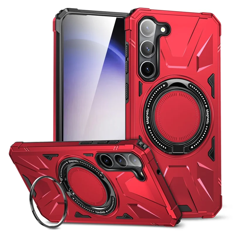 For Samsung Galaxy S23 Case TPU+PC Kickstand Magnetic Phone Cover - Red