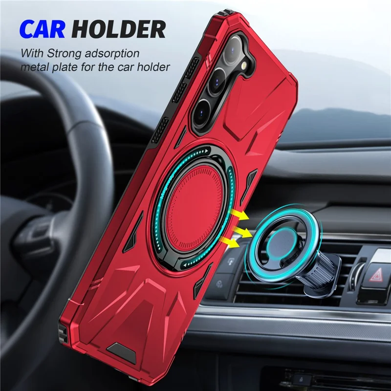For Samsung Galaxy S23 Case TPU+PC Kickstand Magnetic Phone Cover - Red