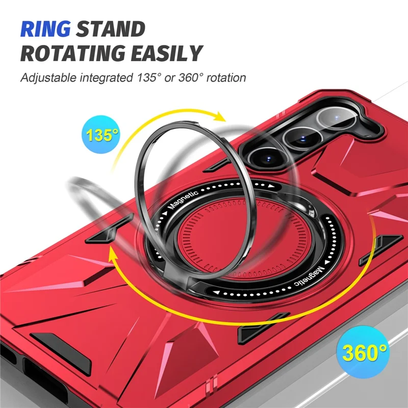 For Samsung Galaxy S23 Case TPU+PC Kickstand Magnetic Phone Cover - Red