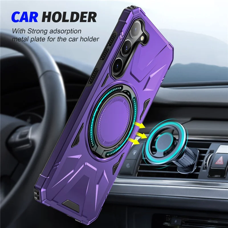 Para Samsung Galaxy S23+ Funda Magnética TPU+PC Cubierta Trasera del Teléfono con Soporte - Púrpura
