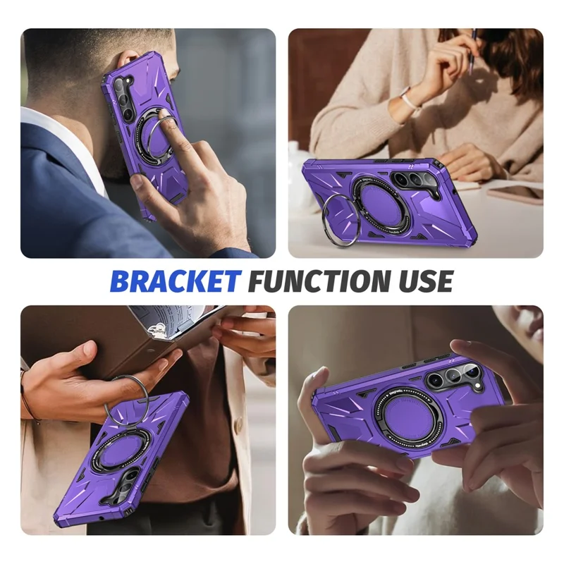 Para Samsung Galaxy S23+ Funda Magnética TPU+PC Cubierta Trasera del Teléfono con Soporte - Púrpura