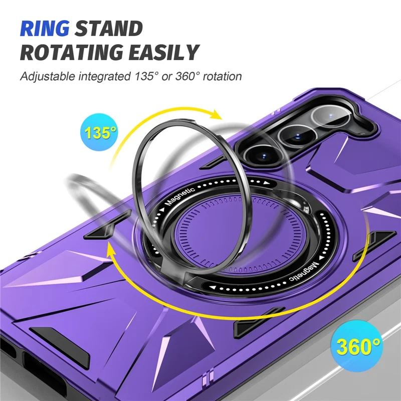 Para Samsung Galaxy S23+ Funda Magnética TPU+PC Cubierta Trasera del Teléfono con Soporte - Púrpura