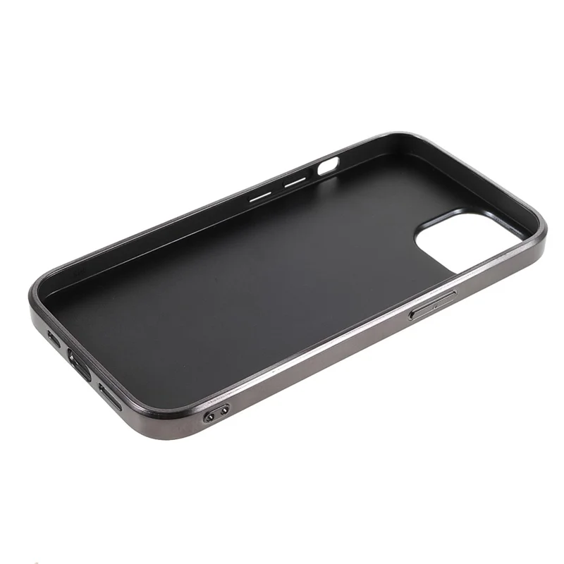 For iPhone 14 Phone Case Electroplating TPU Frame Glitter Sequins PC Back Cover - Black