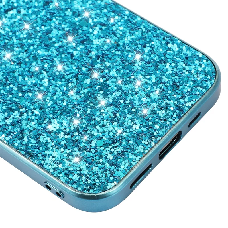 For iPhone 15 Pro Max Phone Case Shiny Glitter Sequins TPU + PC Cover - Blue