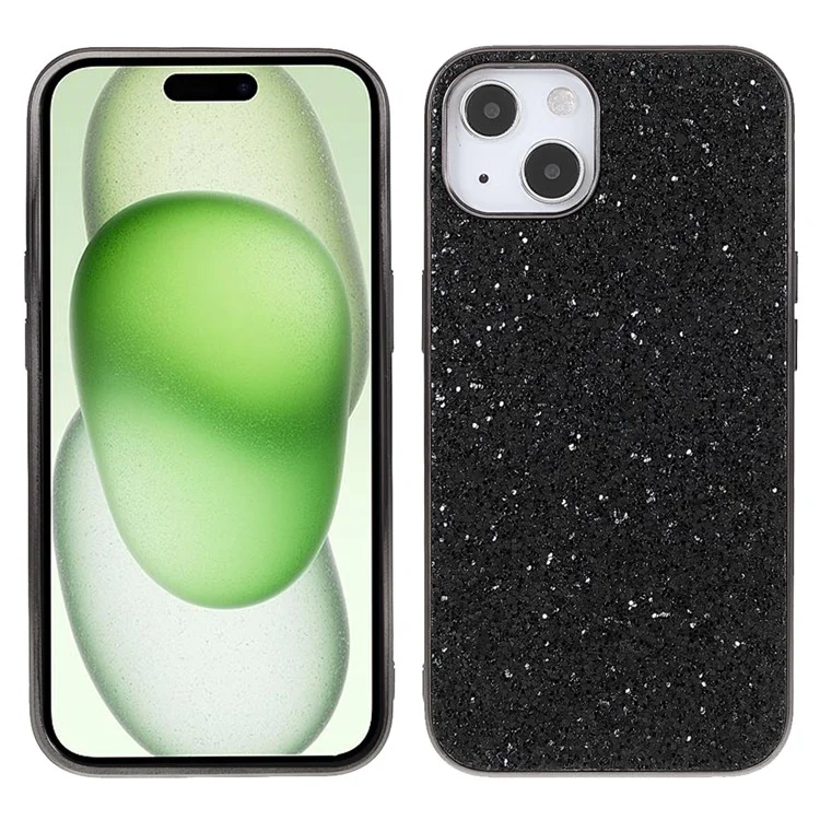 Coque pour iPhone 15 Electroplated Frame TPU + PC Glitter Cover - Noir