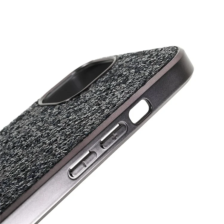 Coque pour iPhone 15 Electroplated Frame TPU + PC Glitter Cover - Noir
