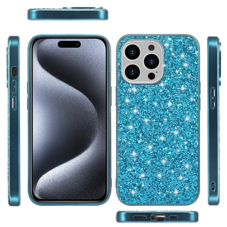 Чехол для iPhone 15 Pro, Электропокрытие TPU Рамка + PC Задняя крышка Чехол - Синий