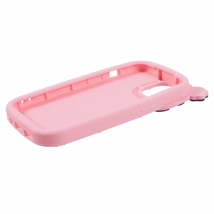 For iPhone 15 / 14 / 13 Case 3D Cartoon Dog Decor Silicone Phone Cover - Pink