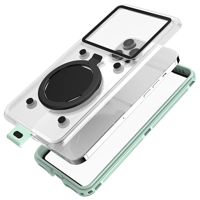 Universal IP68 Waterproof Case for 5.8-7 inch Phone Underwater Cover with Self-Check Airbag - Green