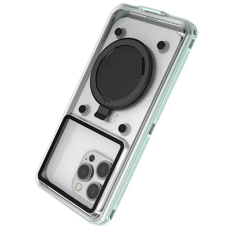 Universal IP68 Waterproof Case for 5.8-7 inch Phone Underwater Cover with Self-Check Airbag - Green