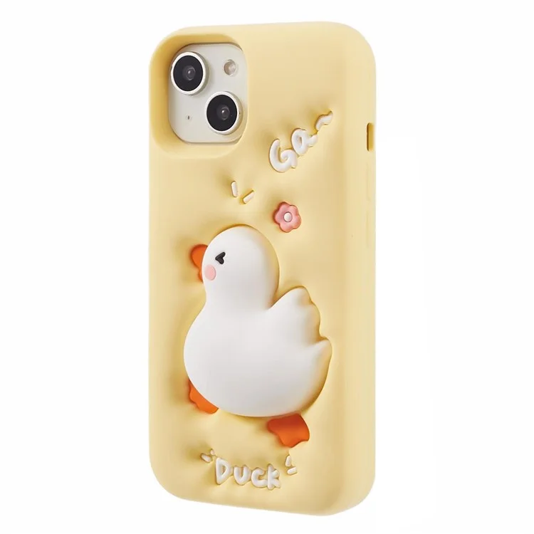 Coque en silicone pour iPhone 13 Motif canard en dessin animé 3D Anti-rayures