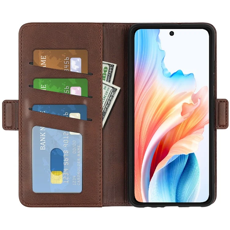 Per Oppo A79 5G / A2 5G Case PU Pelle Portafoglio Custodia Protettiva per Telefono con Doppia Chiusura Magnetica - Marrone