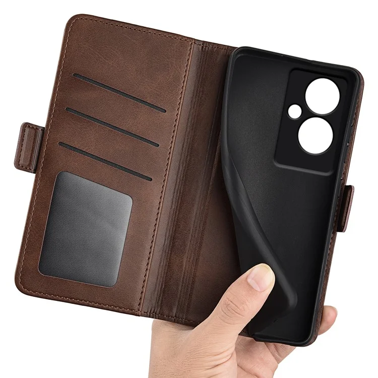 Per Oppo A79 5G / A2 5G Case PU Pelle Portafoglio Custodia Protettiva per Telefono con Doppia Chiusura Magnetica - Marrone