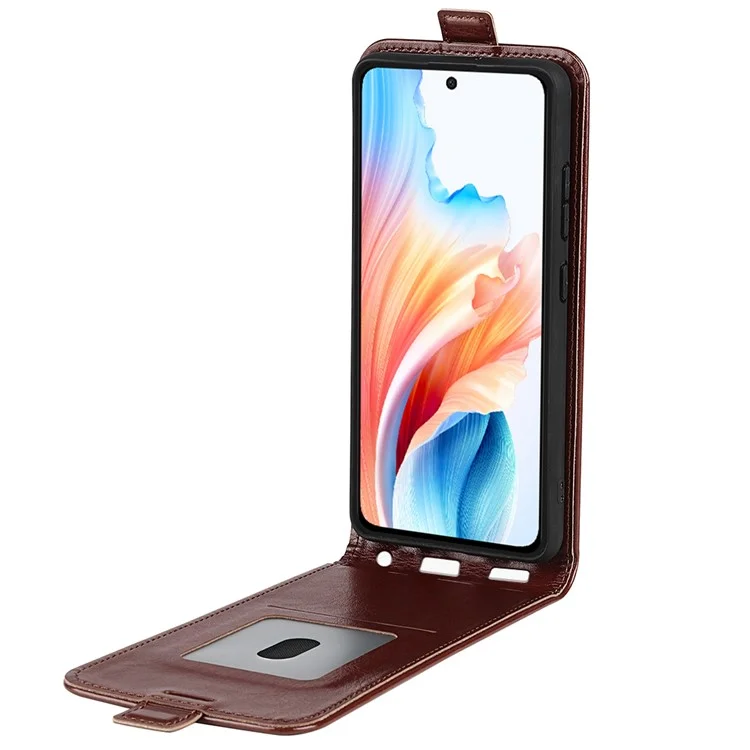 For Oppo A79 5G / A2 5G Case Vertical Flip PU Leather Phone Cover with Card Slot - Brown