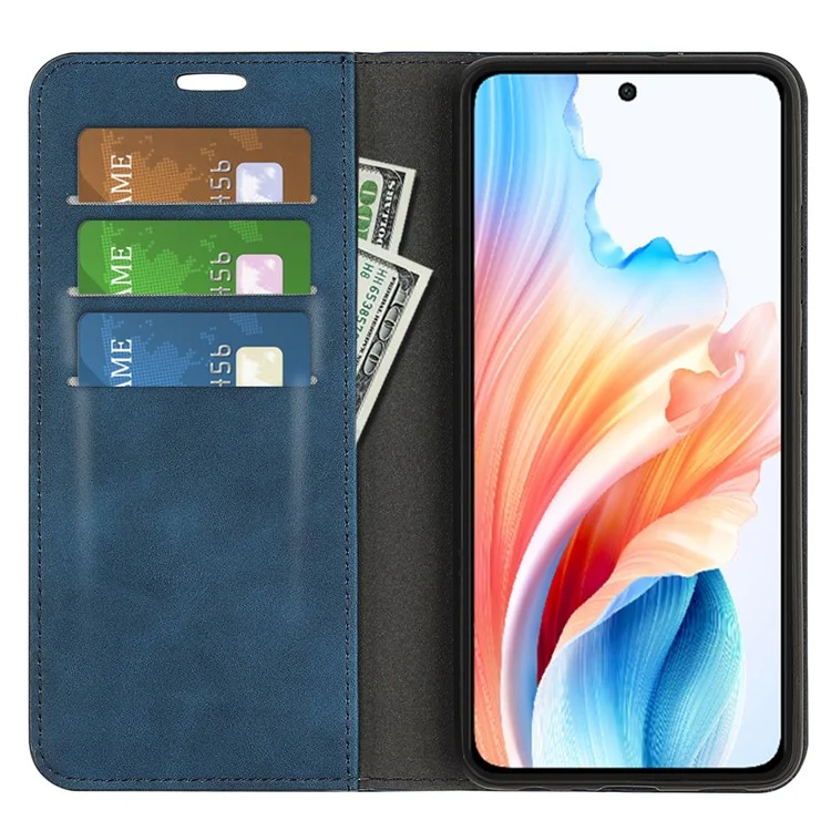 Чехлы для сотовых телефонов Oppo A79 5G / A2 5G, кожаные кошельки с сенсорным экраном - синие