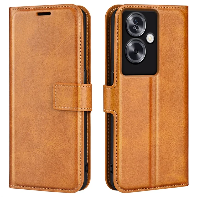 Pour Oppo A79 5G / A2 5G Étui PU Cuir Texture Veau Portefeuille Protecteur de Téléphone - Jaune