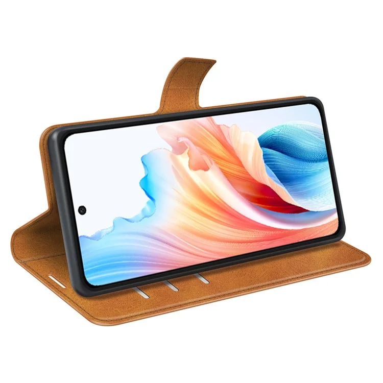 Pour Oppo A79 5G / A2 5G Étui PU Cuir Texture Veau Portefeuille Protecteur de Téléphone - Jaune