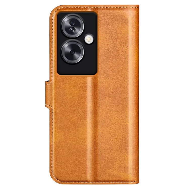 Pour Oppo A79 5G / A2 5G Étui PU Cuir Texture Veau Portefeuille Protecteur de Téléphone - Jaune