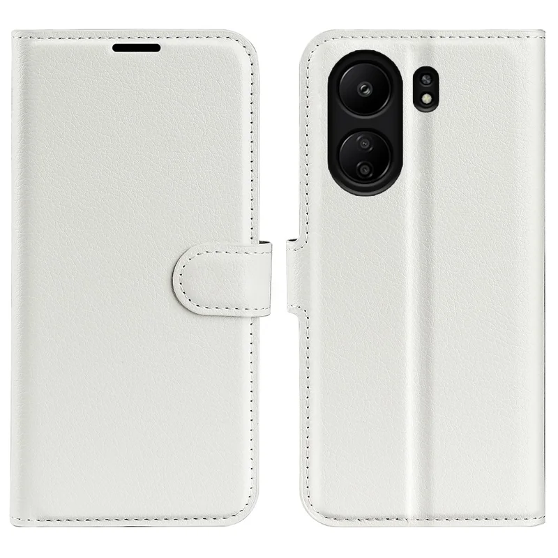 For Xiaomi Redmi 13C 4G / Poco C65 4G Case Litchi Texture Leather Phone Cover with Magnetic Closure - White