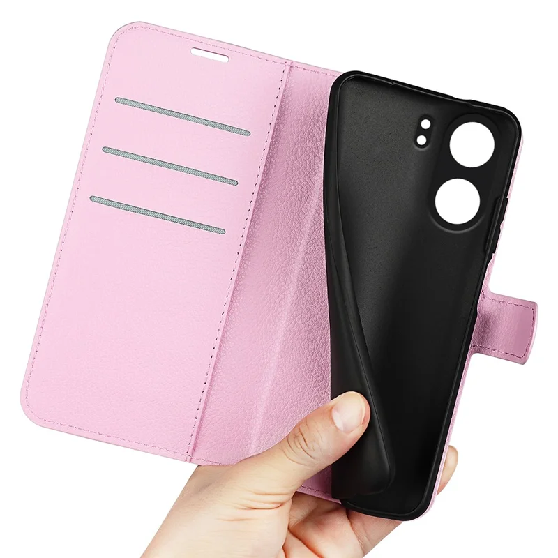 Para Xiaomi Redmi 13C 4G / Poco C65 4G Funda Textura Piel de Litchi Funda de Teléfono con Cierre Magnético - Rosa