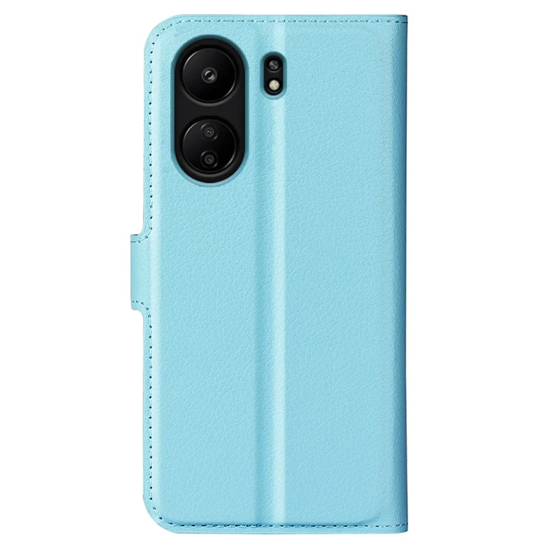 For Xiaomi Redmi 13C 4G / Poco C65 4G Case Litchi Texture Leather Phone Cover with Magnetic Closure - Blue