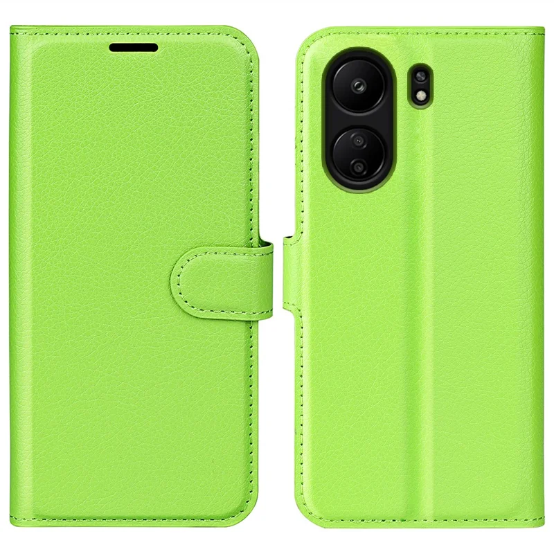 Для Xiaomi Redmi 13C 4G / Poco C65 4G Чехол с текстурой личи Кожаная крышка телефона с магнитным замком - Зеленый