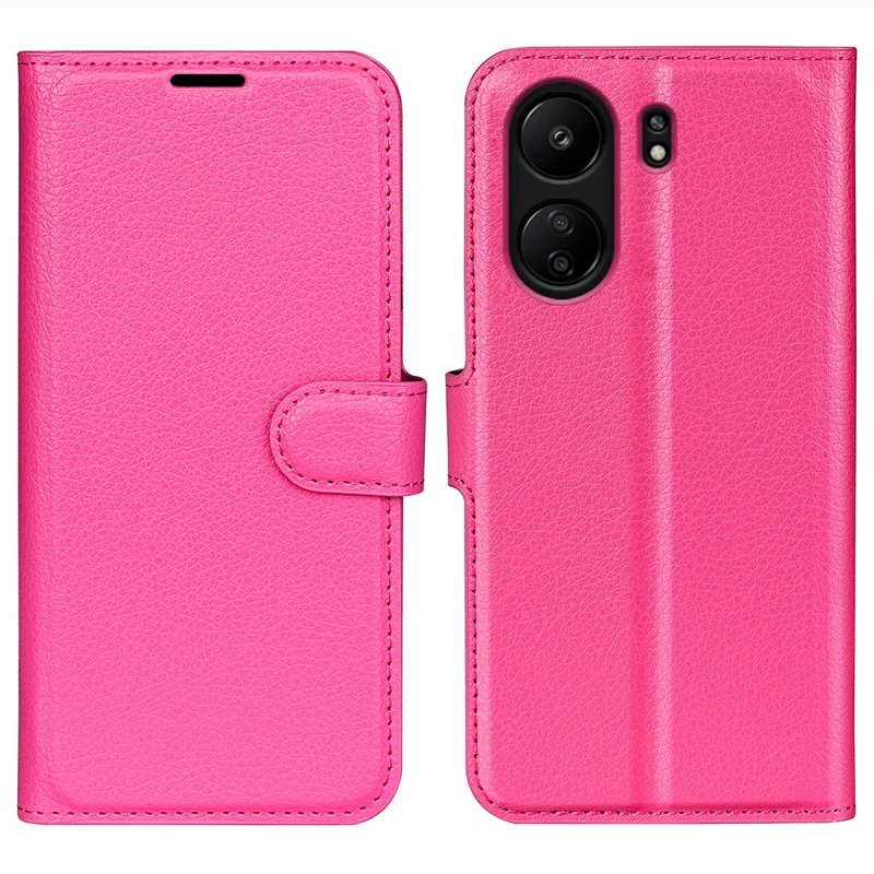 For Xiaomi Redmi 13C 4G / Poco C65 4G Case Litchi Texture Leather Phone Cover with Magnetic Closure - Rose