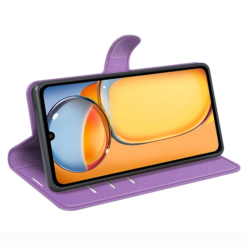 Para Xiaomi Redmi 13C 4G / Poco C65 4G Capa Textura Litchi Couro Capa de Telefone com Fecho Magnético - Roxo