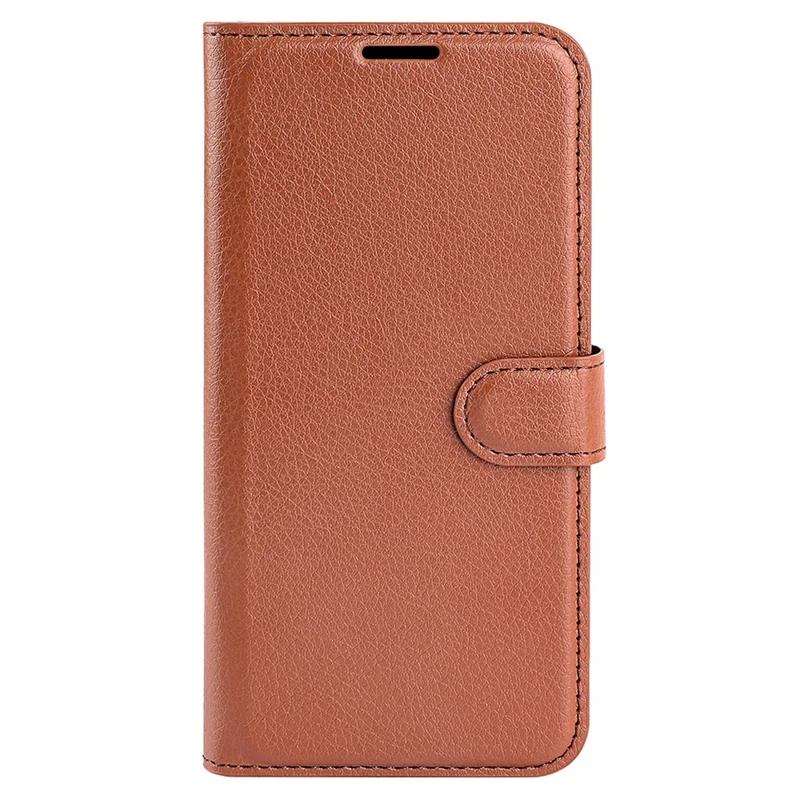 For Xiaomi Redmi 13C 4G / Poco C65 4G Case Litchi Texture Leather Phone Cover with Magnetic Closure - Brown