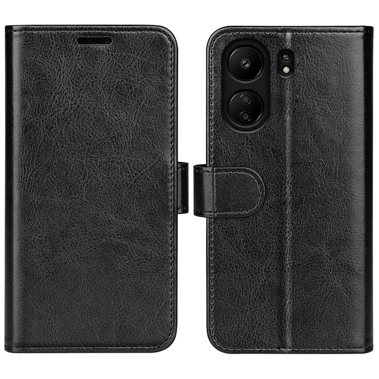 Per Xiaomi Redmi 13C 4G / Poco C65 4G Cover Crazy Horse Texture Flip Stand Wallet Phone Cover - Nero