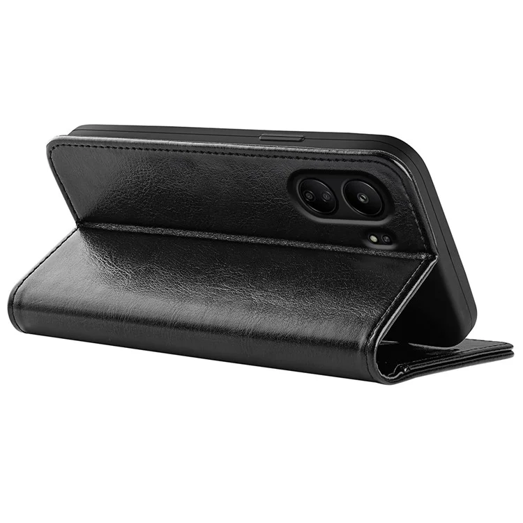 Per Xiaomi Redmi 13C 4G / Poco C65 4G Cover Crazy Horse Texture Flip Stand Wallet Phone Cover - Nero