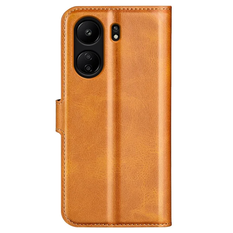 Para Xiaomi Redmi 13C 4G / Poco C65 4G Case Calf Texture PU Leather+TPU Smart Phone Guard Cover - Amarelo