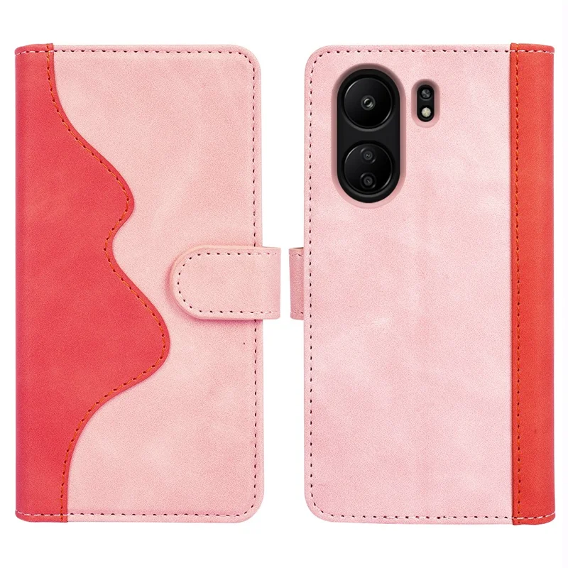 Para Xiaomi Redmi 13C 4G / Poco C65 4G Case Color Splicing Wallet Leather Cover - Pink