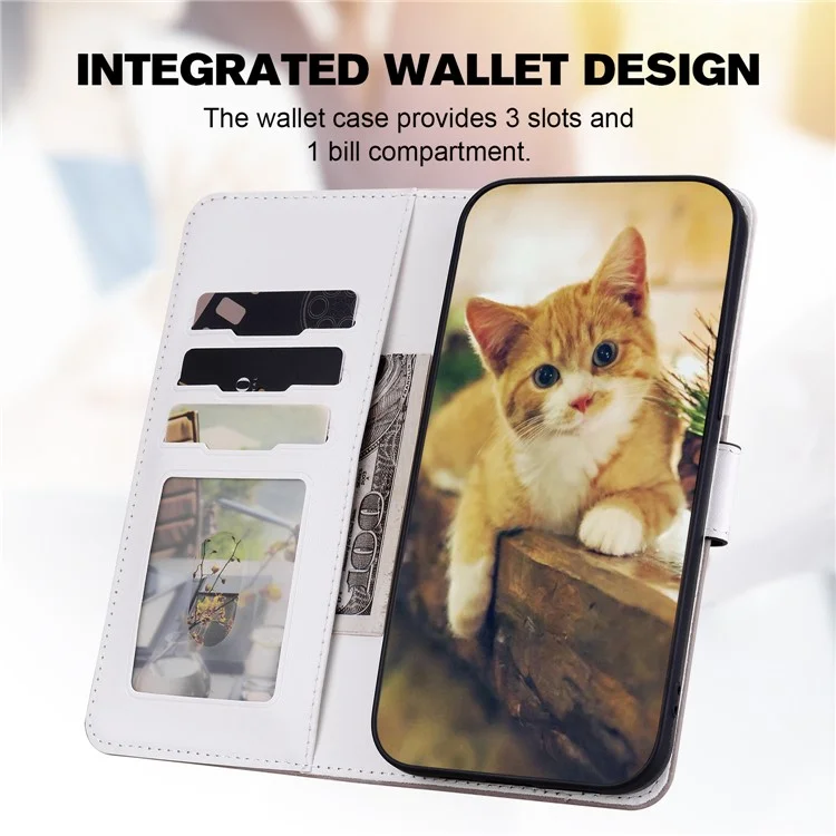 Série d'animaux de dessin animé pour étui portefeuille iPhone 15 Pro Max - Splicing Leather Phone Cover - Bean Pink