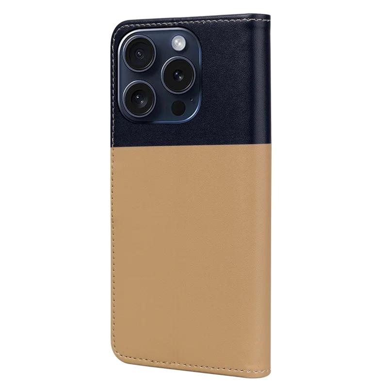 Cartoon Pet Series for iPhone 15 Pro Max Case Wallet Splicing Leather Phone Cover - Khaki