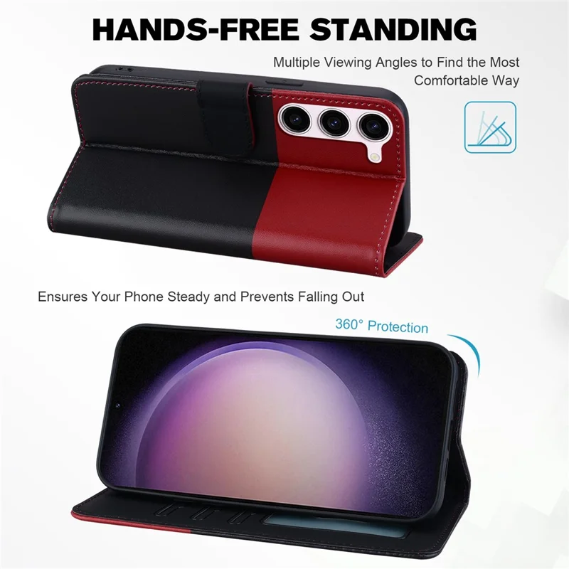 Série de Bandes dessinées pour étui en cuir Samsung Galaxy S24 Stand Wallet Splicing Phone Cover - Noir