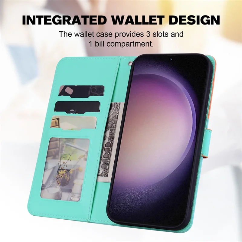 Cartoon Pet Series for Samsung Galaxy S25+ / S24+ Case Wallet Stand Leather Phone Cover - Sky Blue