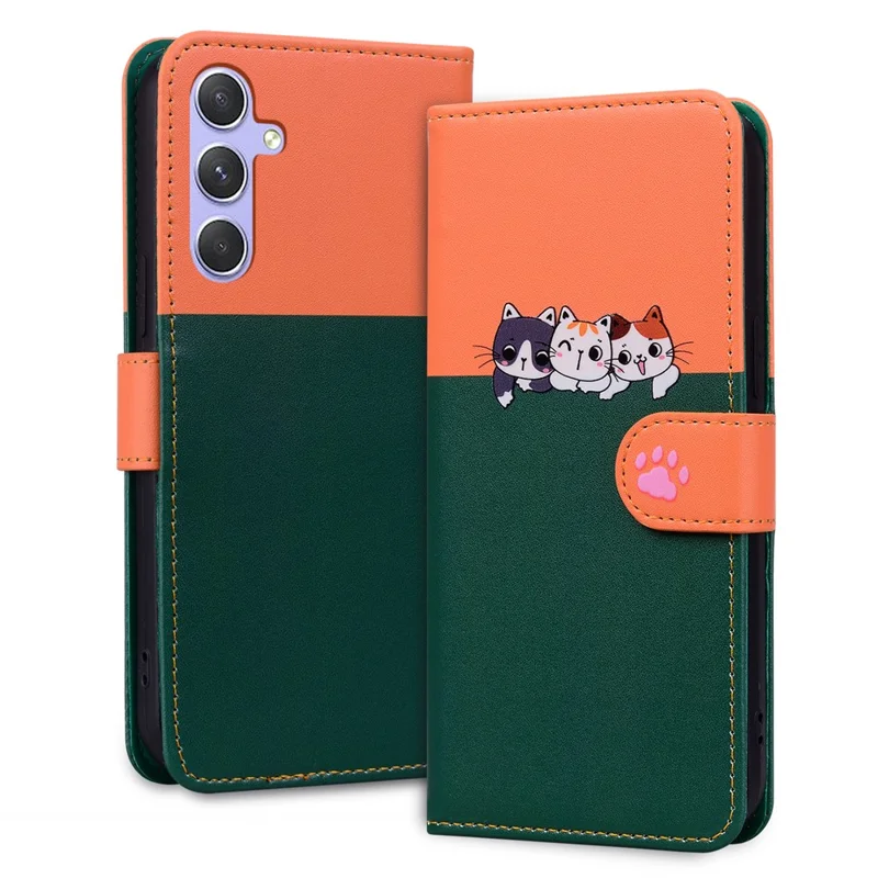 Cartoon Pet Series per Samsung Galaxy A54 5G Case Animal Pattern Phone Leather Cover - Verdastro