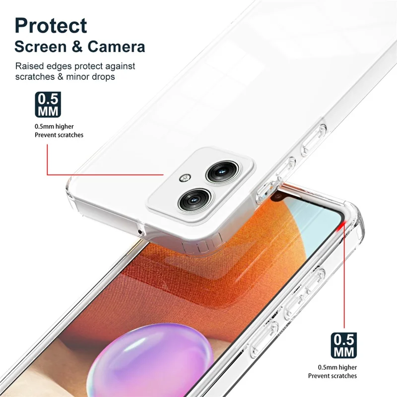 Para o Motorola Moto G54 5G, Capa de Telefone Celular, Caso TPU + PC Lens Protection Clear Back Cover - Branco