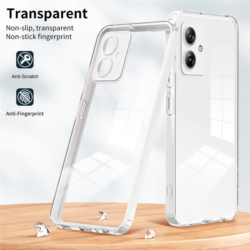 Para Motorola Moto G54 Case de Teléfonos Celulares 5G TPU+PC Protección de Lentes Claro de la Parte Posterior - Blanco