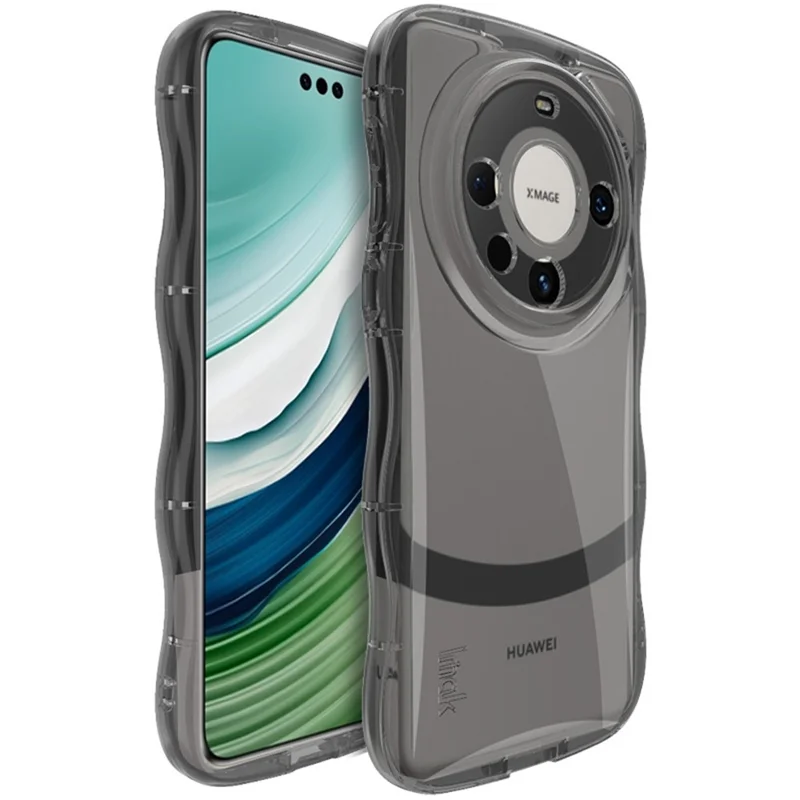 IMAK pour Huawei Mate 60 Pro / Mate 60 Pro+ Étuis de téléphone portable TPU Curly Wave Frame Cover - Transparent Noir