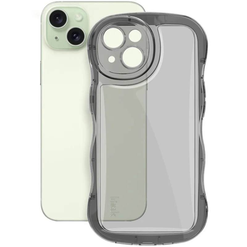 IMAK For iPhone 15 Case TPU Precise Cutouts Wavy Edges Mobile Phone Cover - Transparent Black