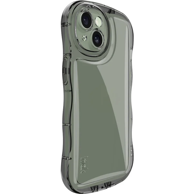 IMAK For iPhone 15 Case TPU Precise Cutouts Wavy Edges Mobile Phone Cover - Transparent Black