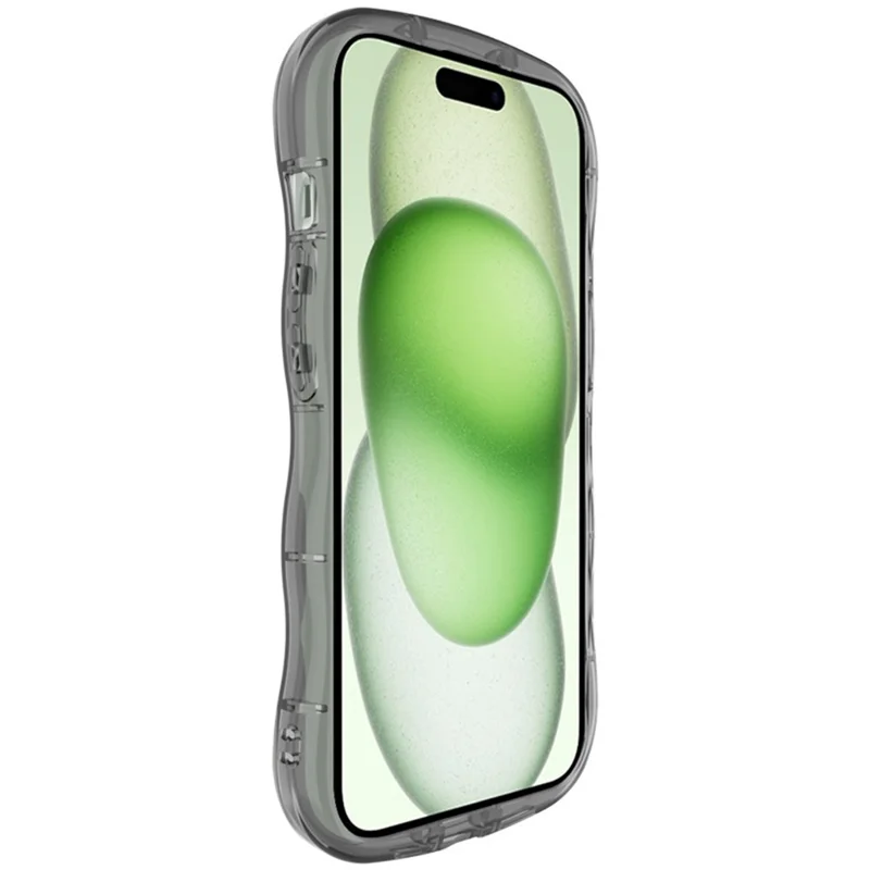IMAK For iPhone 15 Case TPU Precise Cutouts Wavy Edges Mobile Phone Cover - Transparent Black