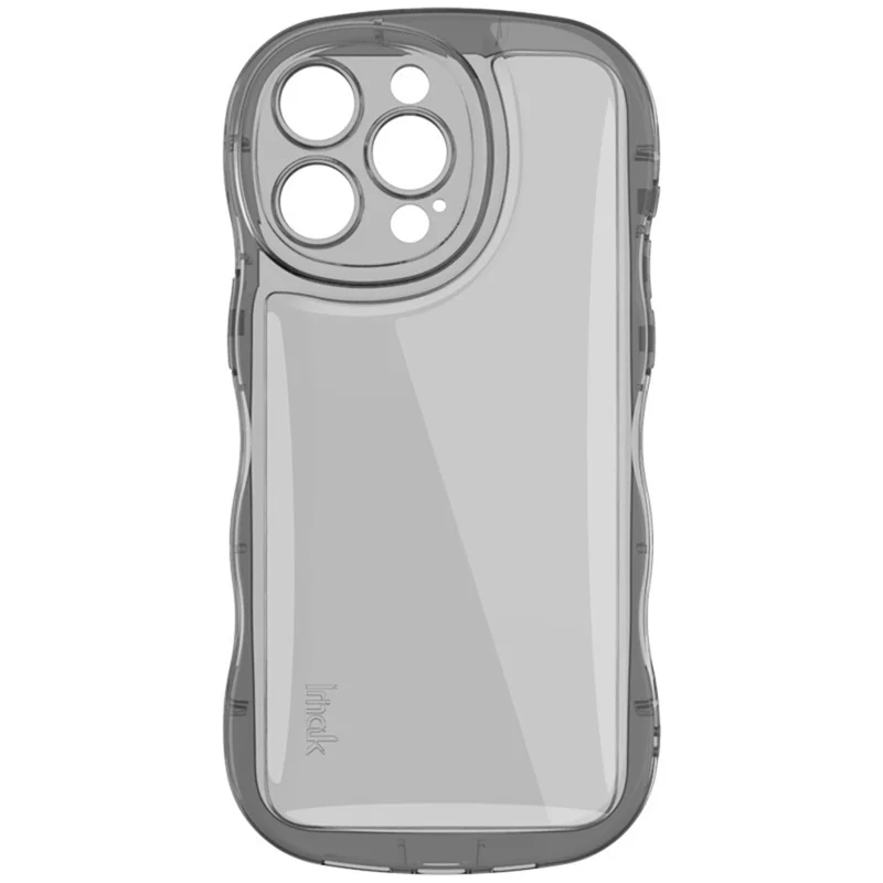 IMAK For iPhone 15 Pro Max Case Drop-proof TPU Curly Wave Frame Phone Protector - Transparent Black