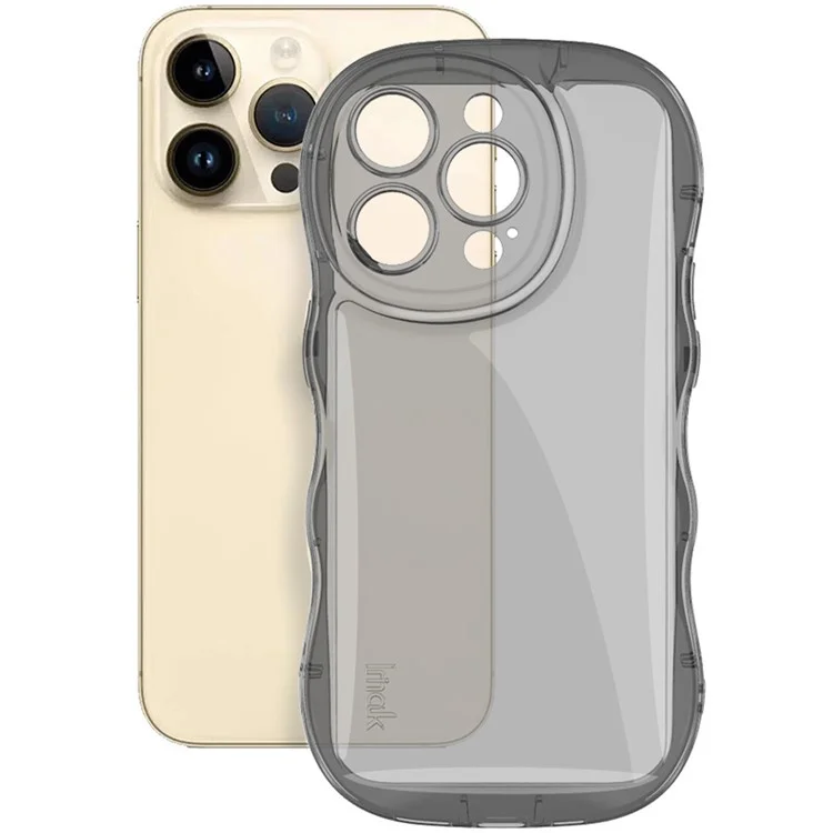 IMAK Für iPhone 14 Pro Max Handyhülle Kratzfeste TPU Wellenförmige Ränder Rückenschale - Transparent Schwarz