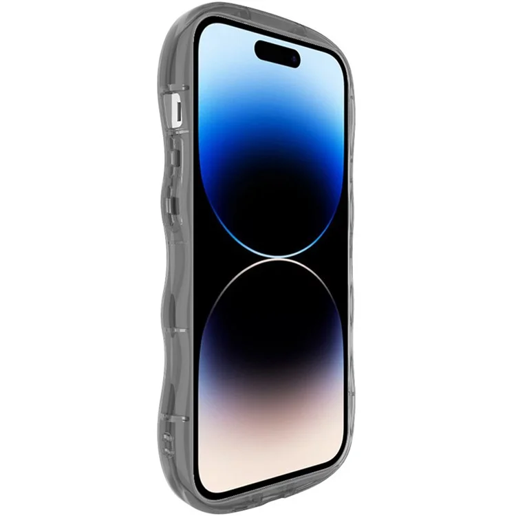 IMAK Für iPhone 14 Pro Max Handyhülle Kratzfeste TPU Wellenförmige Ränder Rückenschale - Transparent Schwarz
